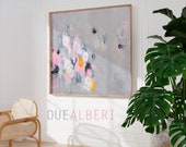 Abstrakte moderne Kunst, großes Wandbild, rosa und graue Kunst, abstrakte Malerei Fine Art Prints, Duealberi