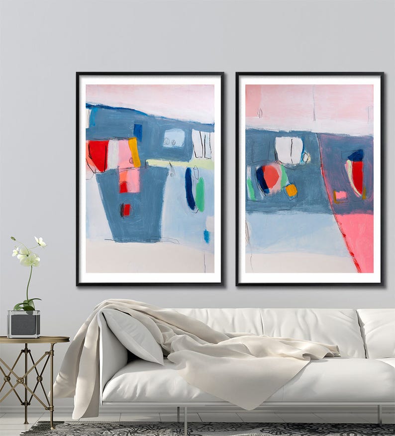 Extra Large Wall Art Wall Art Set of 2 Abstract Painting Etsy