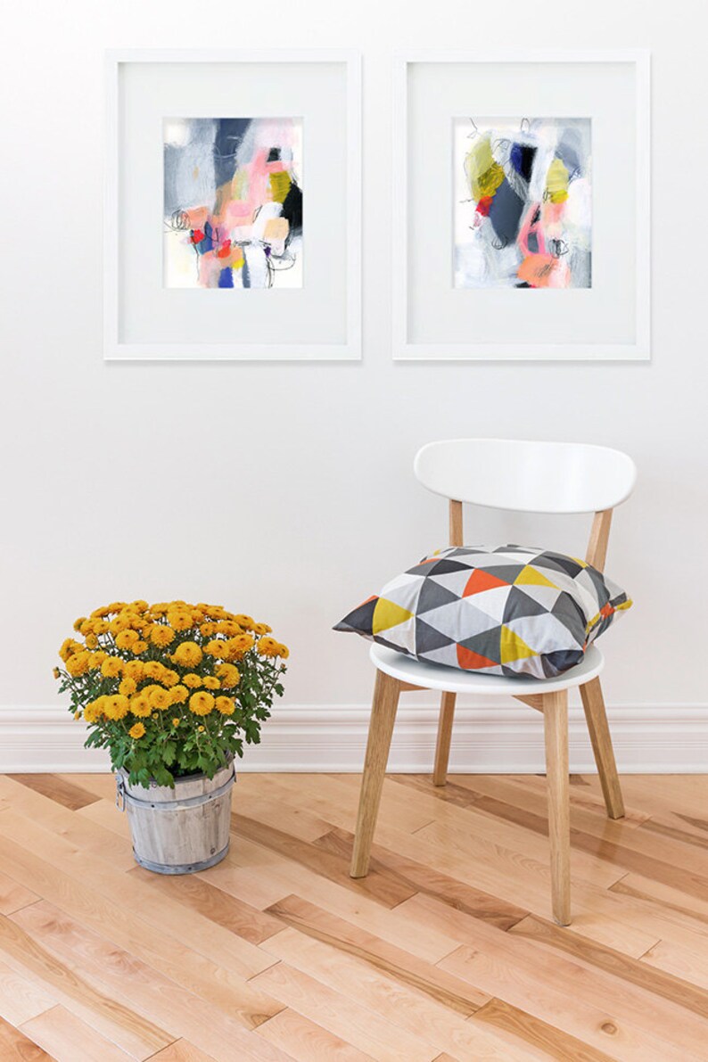 Colorful abstract painting set. Set of two Abstract art print Etsy