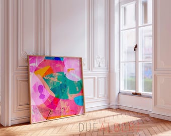Pink Abstract Painting, Large Wall Art, Bold Modern Canvas