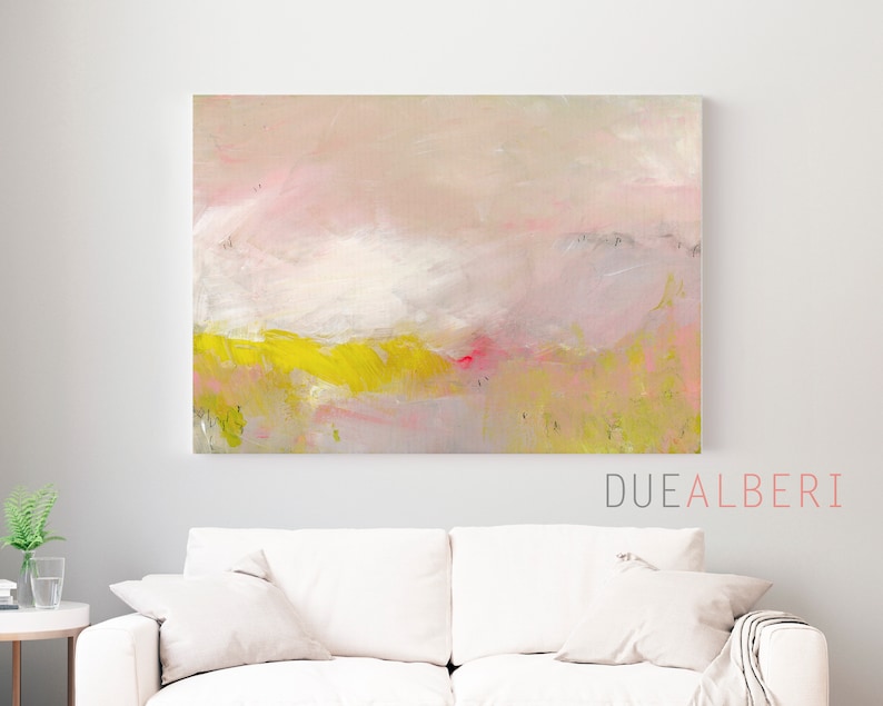 abstract acrylic painting on canvas, Fine Art Print, Abstract Art, Large Acrylic Painting Pastel Pink abstract art, large art bedroom print image 10