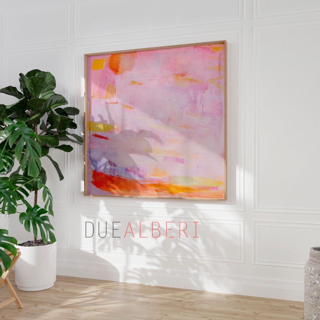 Abstract Wall Art Print: Pastel Pink and Gold - Textured Modern Decor ...