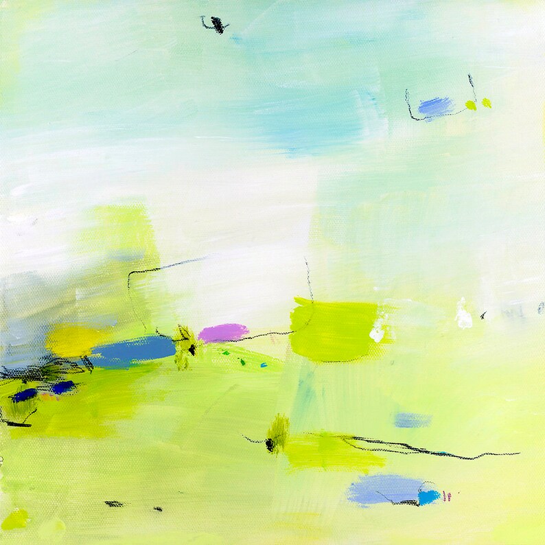 Pastel Abstract Painting Light Green Abstract Art Living Room Etsy