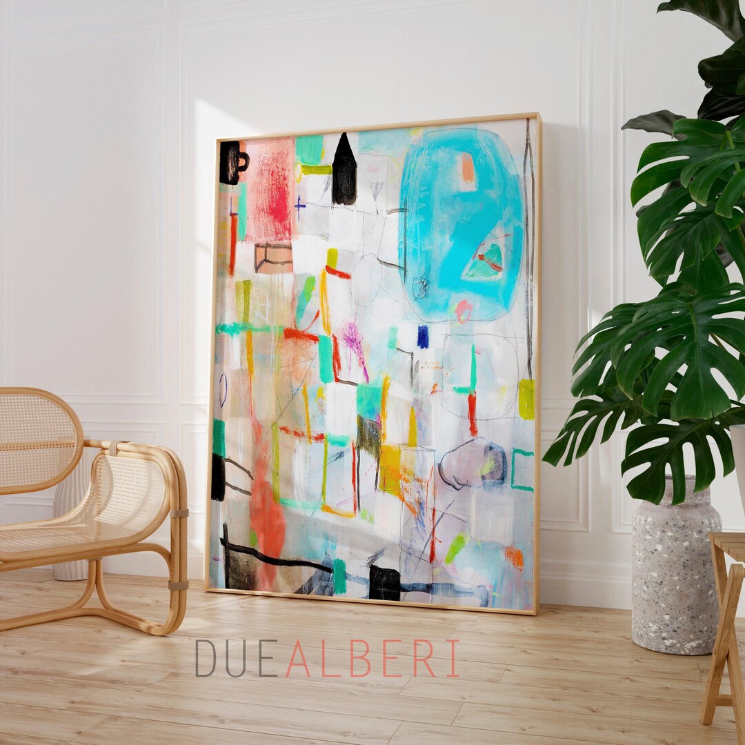 Bright Turquoise Abstract Art Print – Colorful Landscape Giclee - Etsy