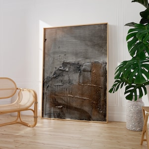 Abstract wall art print, Neutral earth colors large minimalist abstract art, Modern textured bronze beige art, Trendy aesthetic wall art