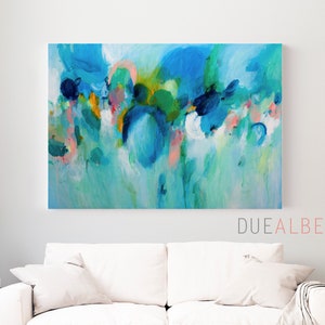 Abstract art print, modern wall art, home decor large wall art, pastel blue white and pink abstract painting, Large wall art for living room image 10