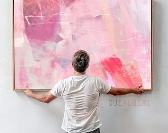 Pink Purple Abstract Art Print, Large Pink Wall Art, Fuchsia Abstract Painting, Modern Canvas Decor