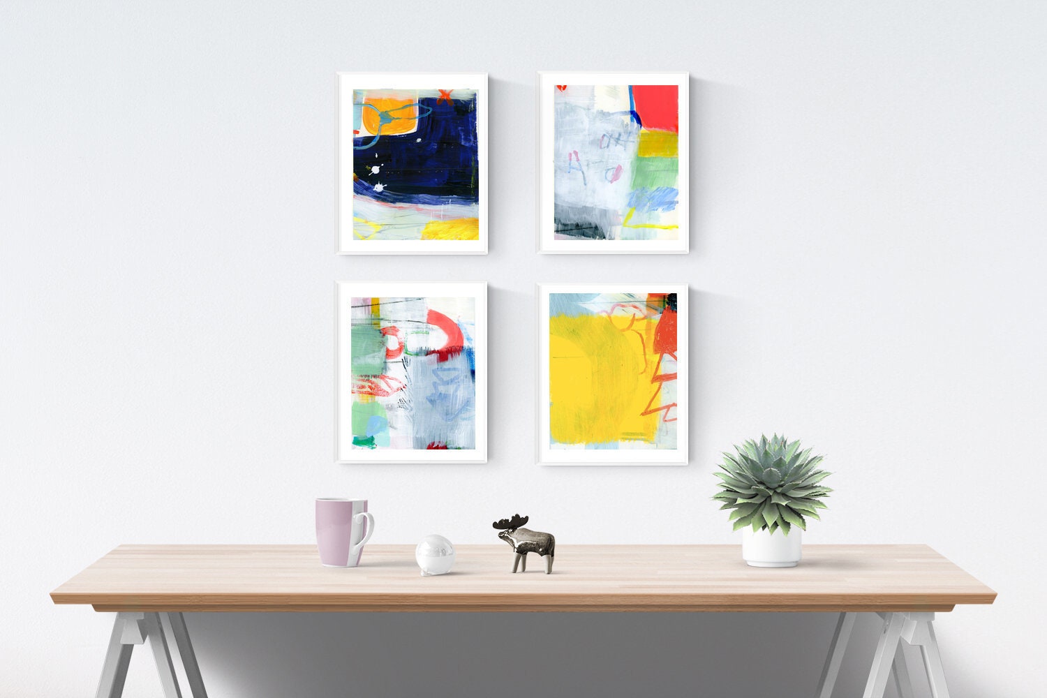 Abstract Art Print ABSTRACT PAINTING Set of 4 PRINTS Etsy