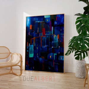 Modern vibrant blue Abstract art print, Minimalist blue abstract art, Bright blue wall art, Extra large modern wall art, Home beach decor