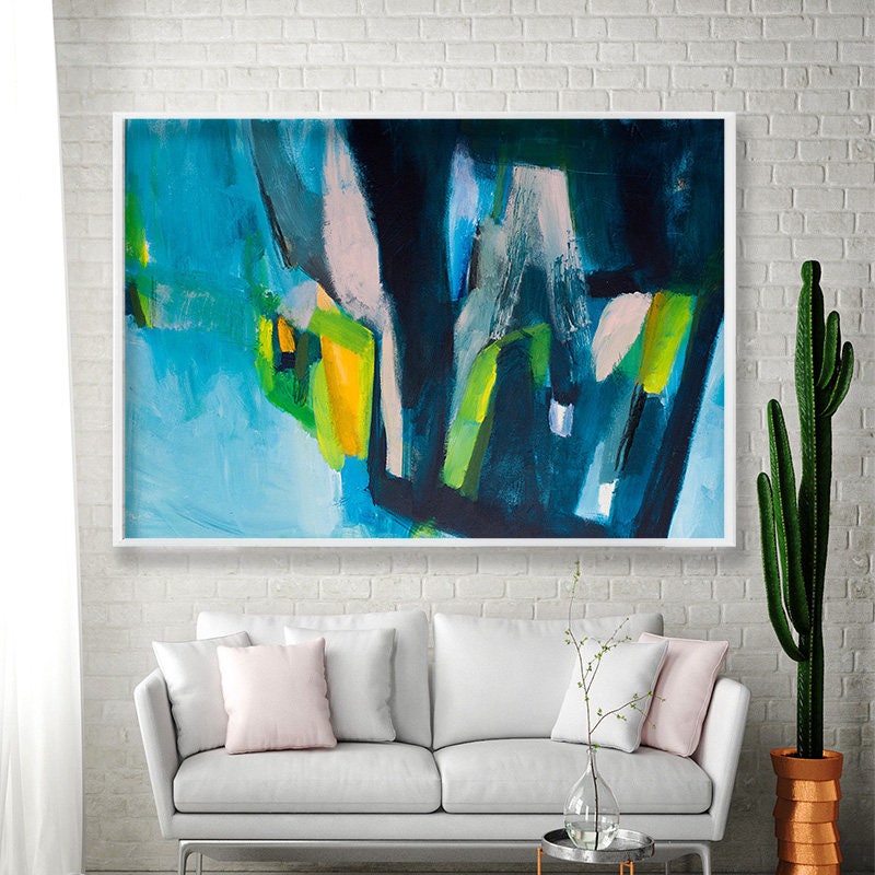 Abstract print blue Large wall art print modern abstract Etsy