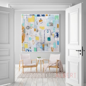 Pastel Beige Abstract Wall Art, Modern Multicolor Art Print, Large Neutral Wall Decor, Minimalist Contemporary Art