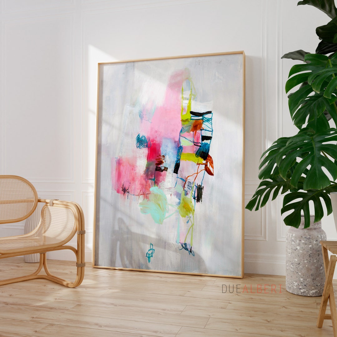 Modern Abstract Wall Art, Wall Art Print, Pink Abstract Painting, Extra