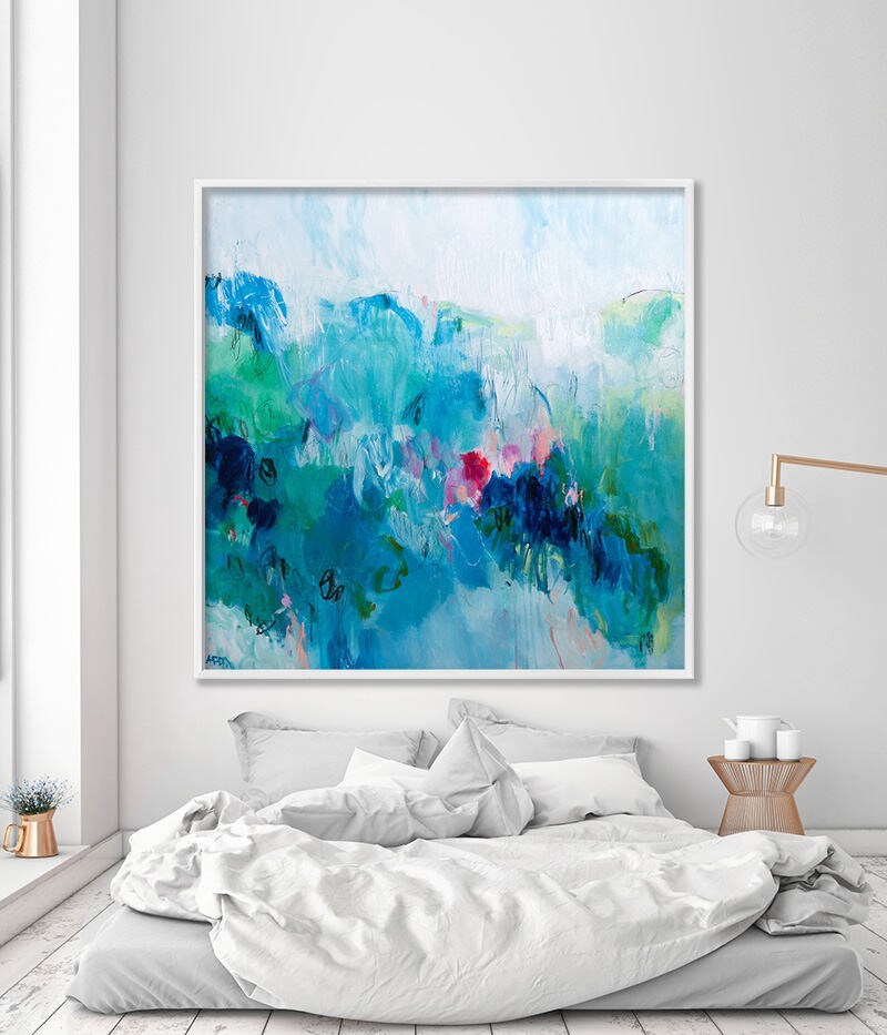Large Abstract painting Canvas Large Abstract Print Blue | Etsy