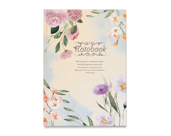 Garden of Thoughts (standaard) - vintage bloemen A5 notitieboek met harde kaft / dagboek - zacht botanisch ontwerp