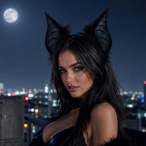 Black Fantasy Elf Ears Headband, Faux Fur Creature Ears, Gothic Cosplay Accessory