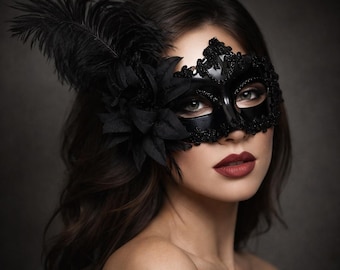 Feather Masquerade Mask | Venetian Party, Mardi Gras Ball Accessory