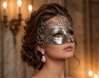 Venetian Filigree Metal Masquerade Mask | Elegant Ball Carnival Costume Party Accessory