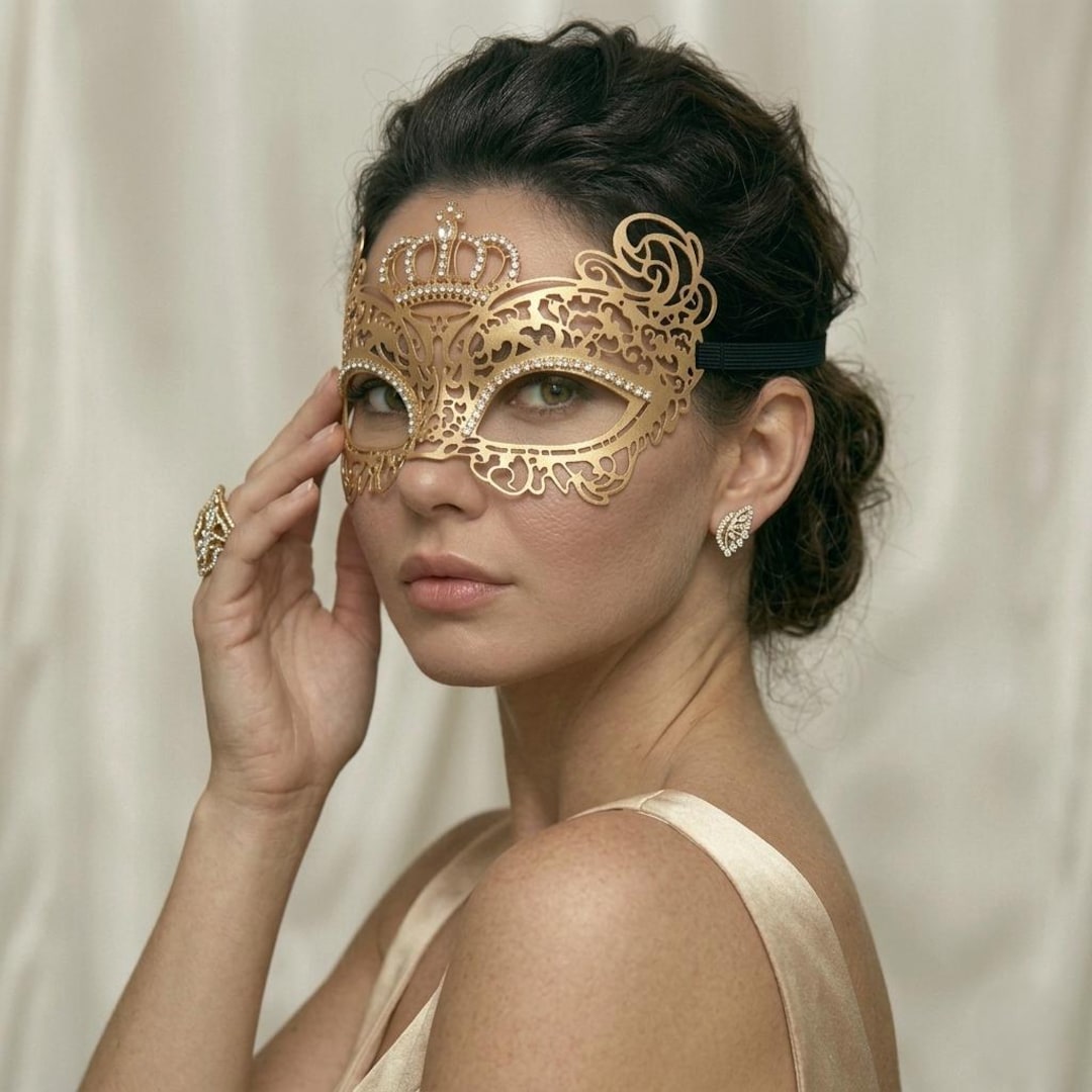 Crown Masquerade Mask: Luxury Metal Venetian Queen Party Accessory - Etsy