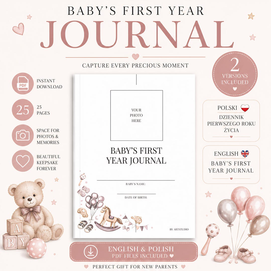 Printable Baby First Year Journal, Baby Memory Book PDF, Milestone ...