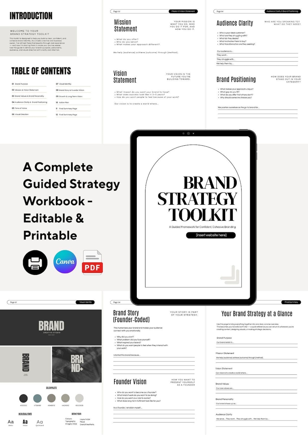 Brand Strategy Workbook Canva Template | Business Identity Guide ...