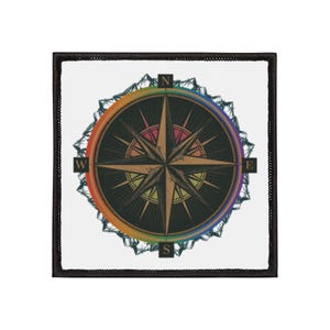 Parche bordado de brújula del orgullo - Insignia Aurora para actividades al aire libre LGBTQ - Parche termoadhesivo para chaqueta de senderismo LGBTQ