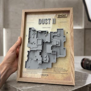 Dust II 3D Wall Art - Personalized Gamer Gift - Ultra-Detailed CS2 Map Shadow Box
