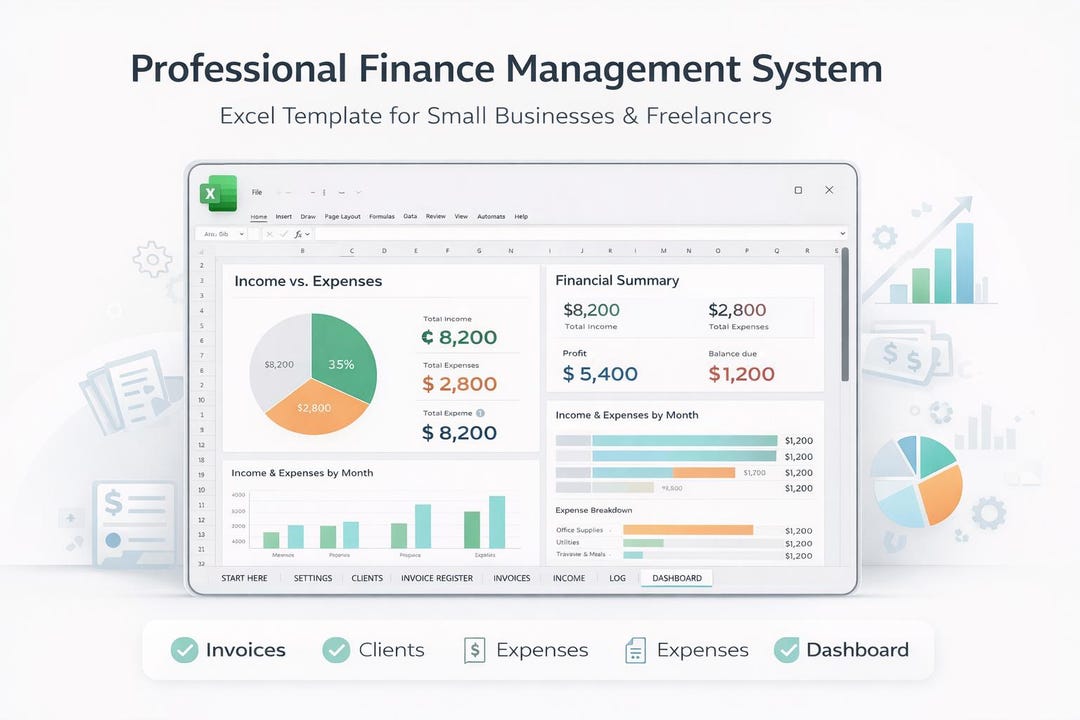 Managing Income Website Professional Finance Management System Excel | Invoice, Income ...