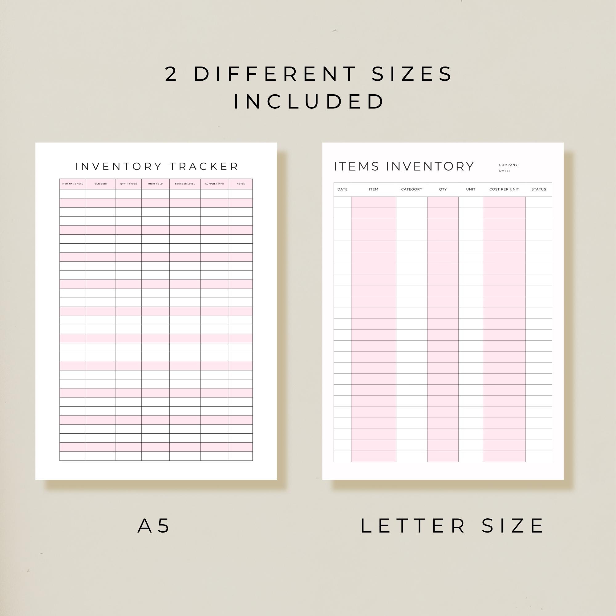 Inventory Tracker Template Editable Canva Inventory Log Printable Stock ...