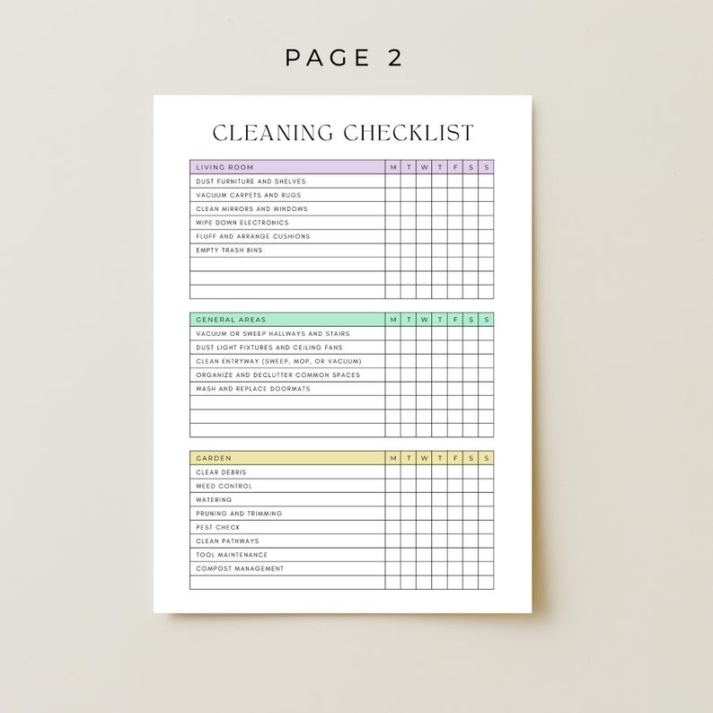 Minimalist Cleaning Checklist Printable Bundle, Editable Cleaning ...