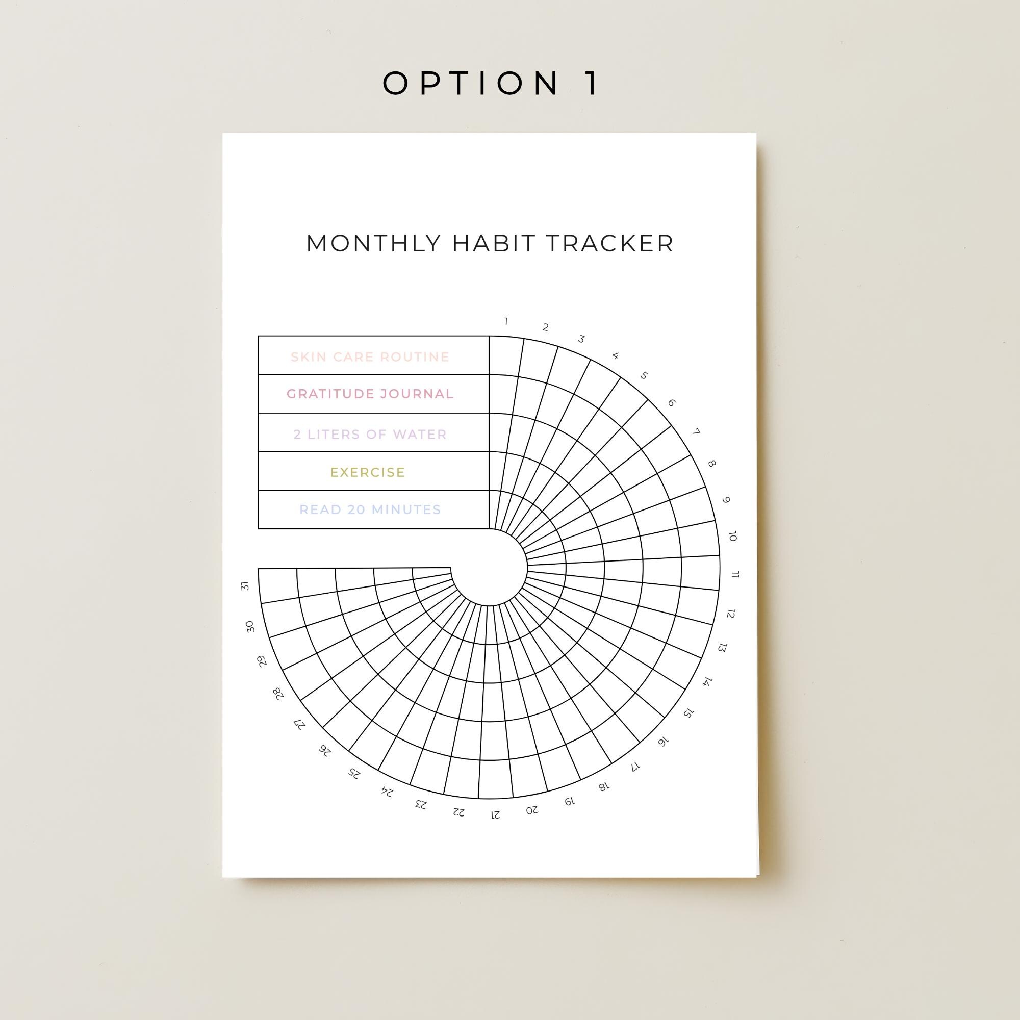 Editable Monthly Habit Tracker Printable Circular Habit Tracker Canva ...