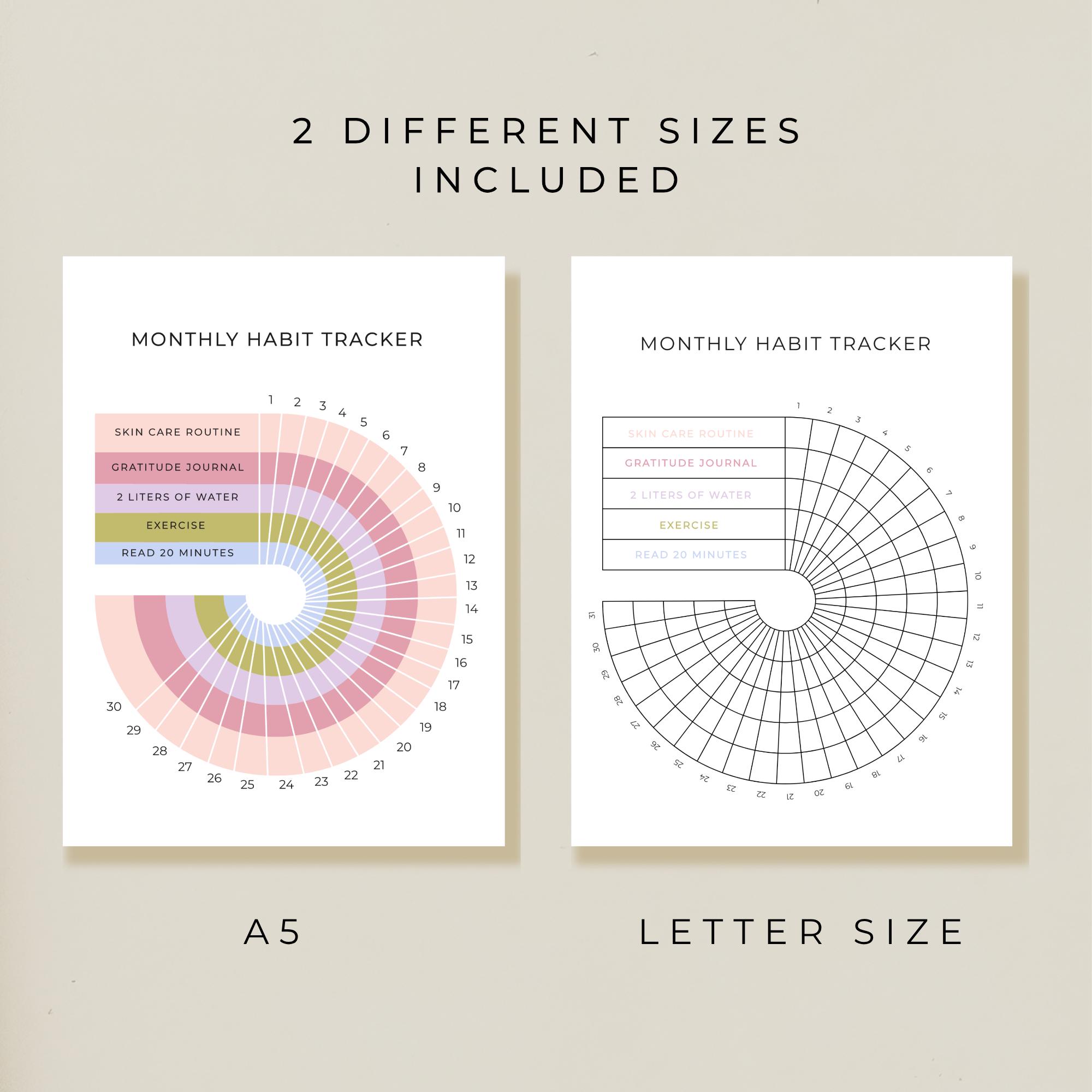Editable Monthly Habit Tracker Printable Circular Habit Tracker Canva ...