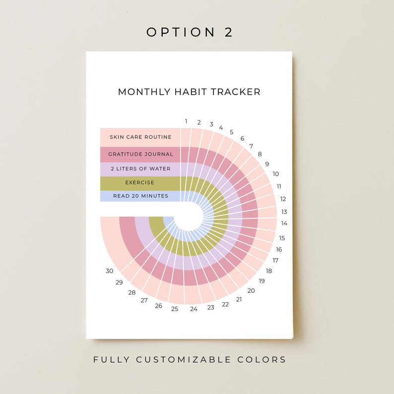 Editable Monthly Habit Tracker Printable Circular Habit Tracker Canva ...
