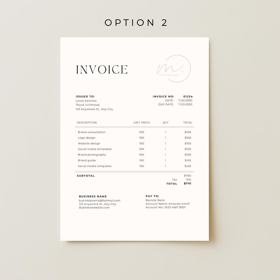 Freelancer Invoice Template Printable, Small Business Invoice PDF ...
