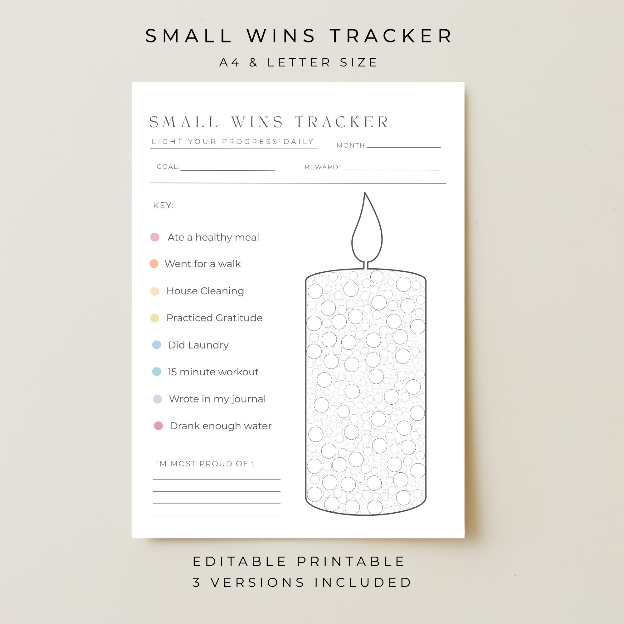Wins Checklist.pdf Small Wins Tracker Printable, Self Care Habit Tracker, Daily Progress ...
