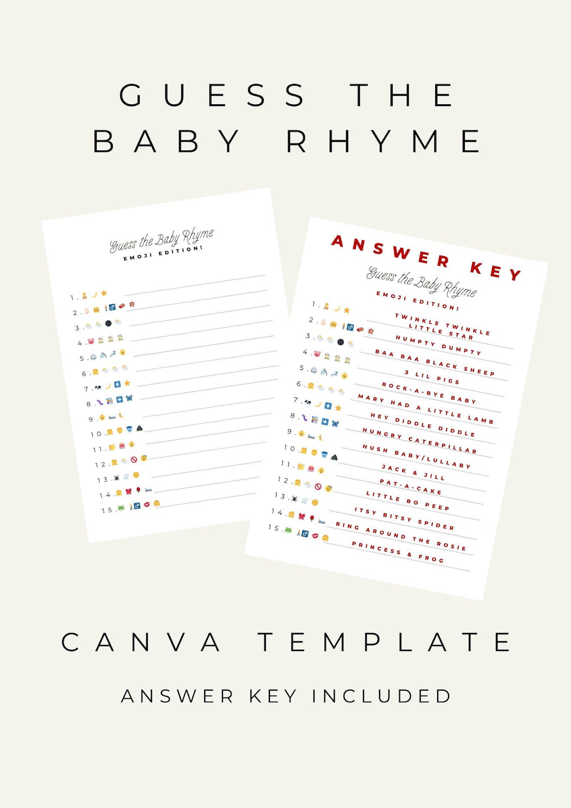 Guess the Baby Rhyme | Baby Shower Game | Instant Download PDF - Etsy
