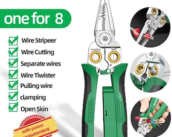 8-in-1 Electrician Pliers – Wire Stripper, Crimper, Voltage Tester with Dual Alarms