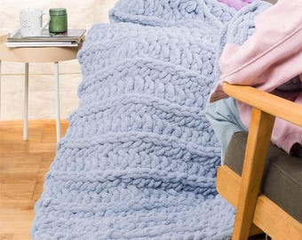 Gehaakt dekenpatroon Big Ridges, grof getextureerde plaid, eenvoudig gehaakt pdf-bestand voor beginners