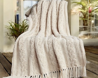 Braided Cable Crochet Blanket Pattern PDF – Intermediate Cable Afghan Digital Download