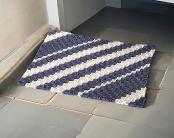 Patroon gehaakt vloerkleed pdf | Eenvoudige diagonale streep-schelpsteek