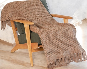 Gehaakt dekenpatroon alpensteek, getextureerde plaid (pdf-patroon)