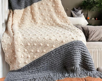Patroon gehaakte deken Bobble Pop (pdf) – digitale download Bobble Afghan met textuur