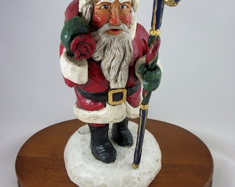 Wood Carved Painted by Hand Santa St. Nick Claus Figurine made in Maine