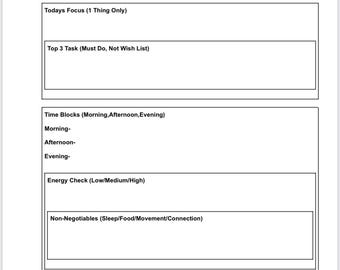 Agenda quotidien imprimable/Planificateur de productivité simple/Téléchargement numérique PDF
