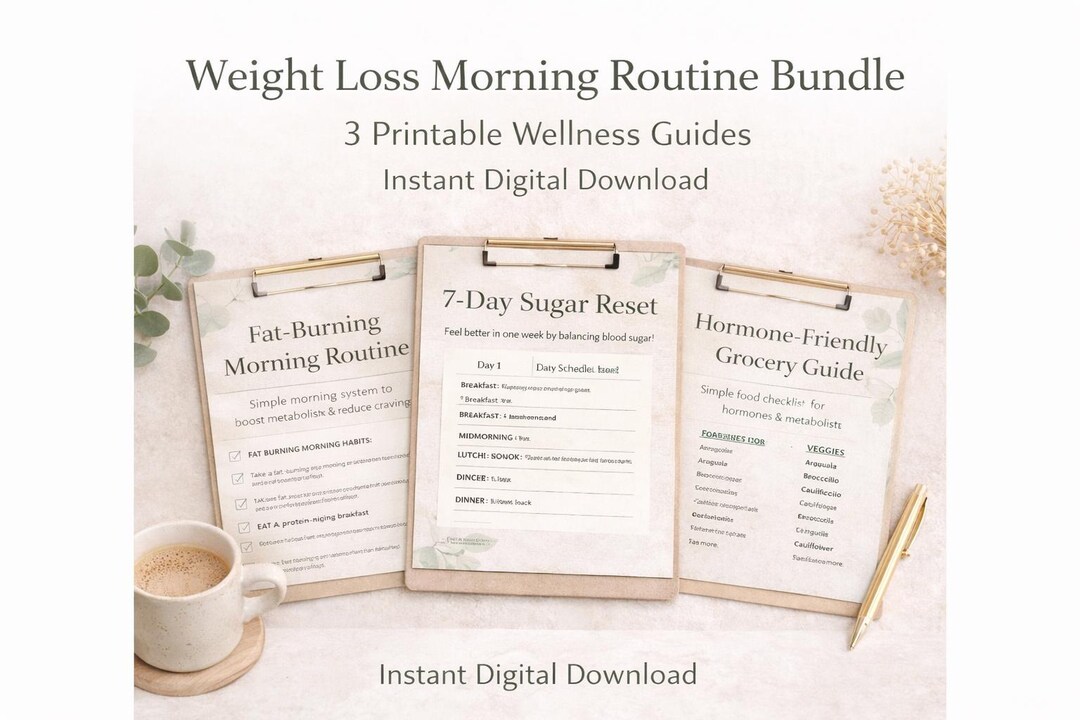 Weight Loss Morning Routine Bundle | Fat Burning Checklist + Sugar ...
