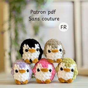 Patrón de pingüino a crochet FR – Amigurumi sin costuras (PDF)