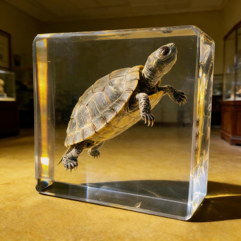 Real Turtle Specimen Resin Art | Clear Amber-style Turtle Display ...