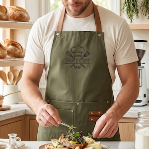 Tablier personnalisé brodé avec nom, tablier imperméable à l'arrière, tablier unisexe enfant adulte pour cuisiner barbecue jardinage, cadeau fête des pères