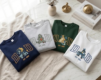 Personalized PokaDad Hoodie, Custom Anime Dad Embroidered Sweatshirt, Father's Day Gift for Dad, Best Dad Ever