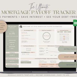 Feuille de calcul de suivi des remboursements hypothécaires | Tableau d'amortissement | Calculatrice de paiement supplémentaire | Modèle de feuilles de calcul Google