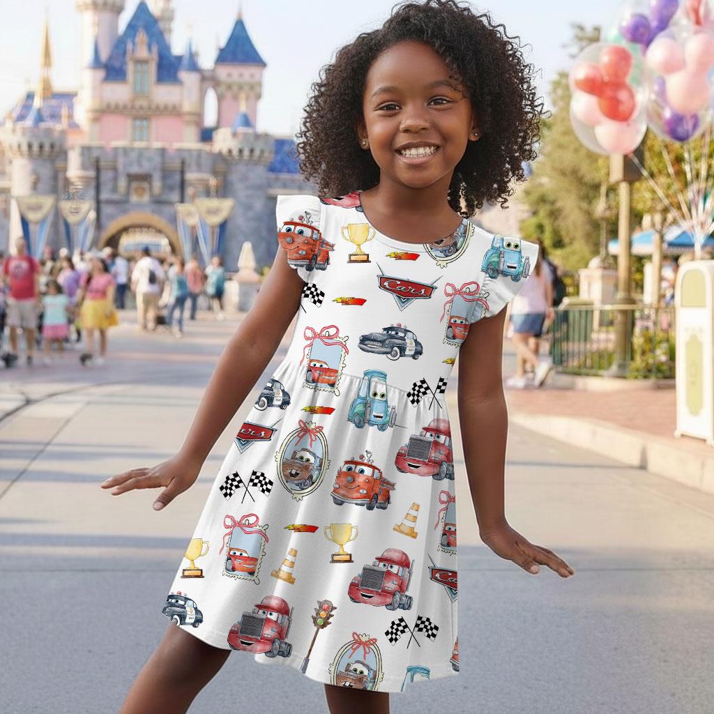 Discover Coquette Bows Disney Cars Mommy and Me Matching Dress, Lightning McQueen Mater Doc Hudson Sally Carrera Birthday Cars Family Dress